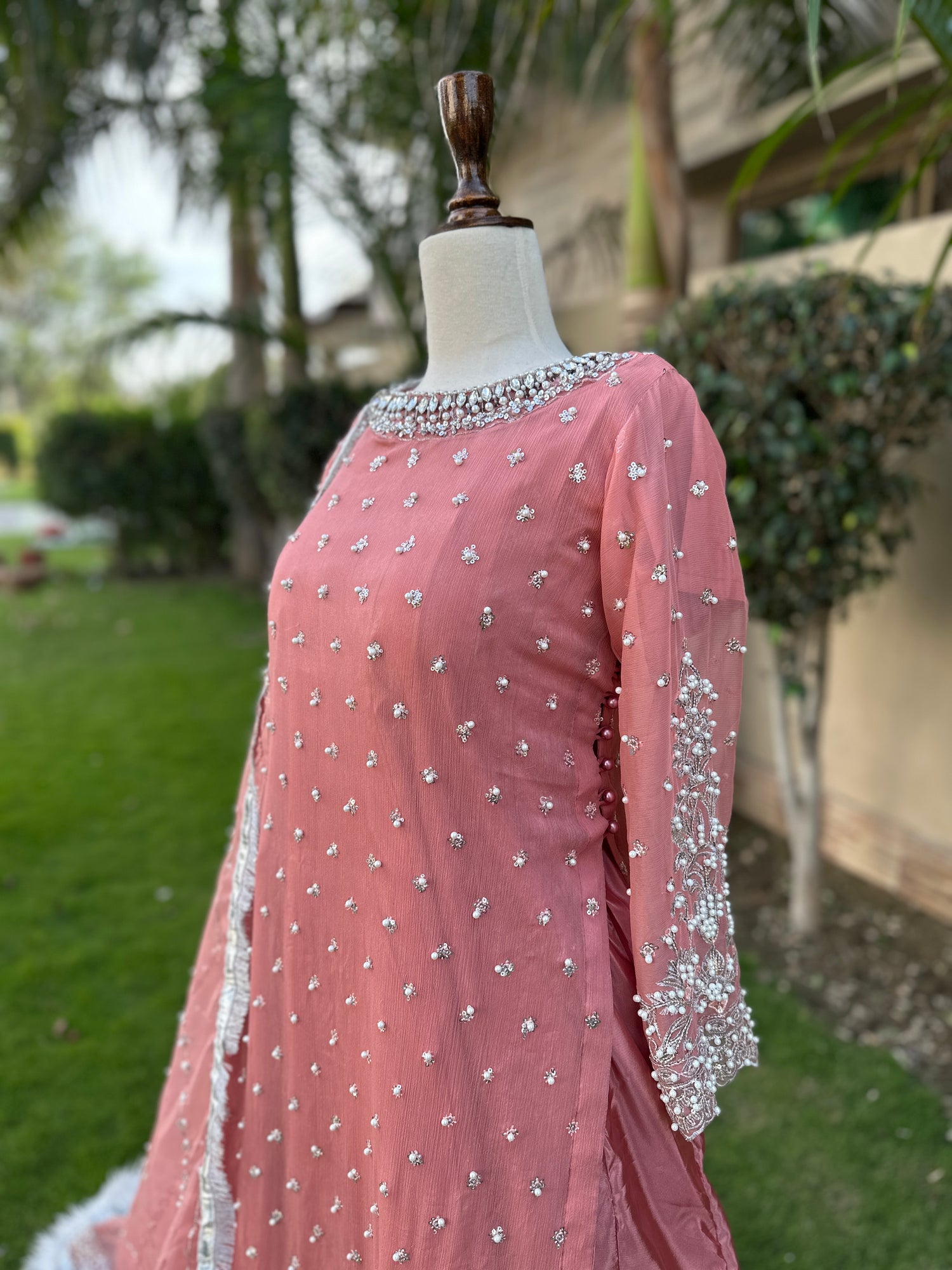 Sunset Peach — Crinkle Chiffon 3-Piece Stitched Suit | PRE-ORDER