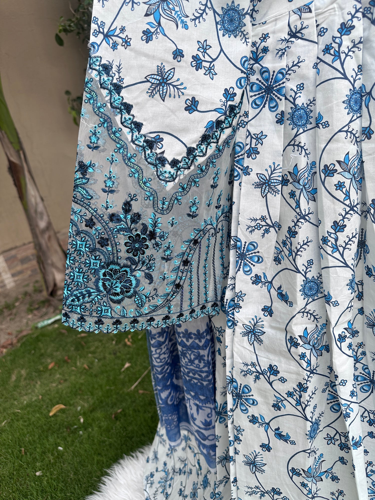Faiza Saqlain Viral Lawn Maxi Dress — 3-Piece Stitched