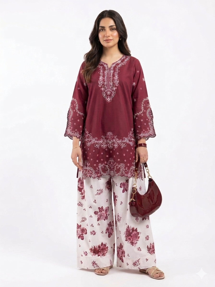 2 Piece Lawn Suit- Embroidered (Stitched)